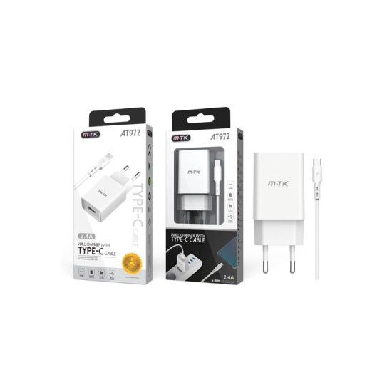 ADAPTADOR DE CARREGAMENTO COM TIPO-C CABO 2.4A MTK PRETO